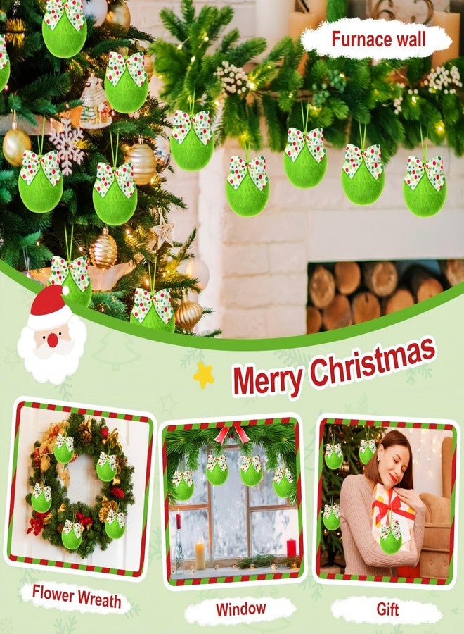 DEYIXUN 12 Pcs Lime Green Furry Christmas Ball Ornaments Xmas Green Furry Ornaments Christmas Ball Hanging Decorations for Tree Fireplace Mantel Staircase Wreath, Xmas Party Home Decorations Supplies - Image 4